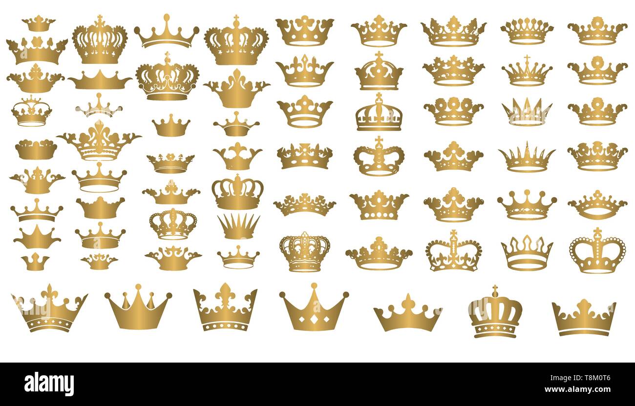 Große Sammlung von Vektor Krone Silhouetten in Vintage Style Vector Illustration Stock Vektor