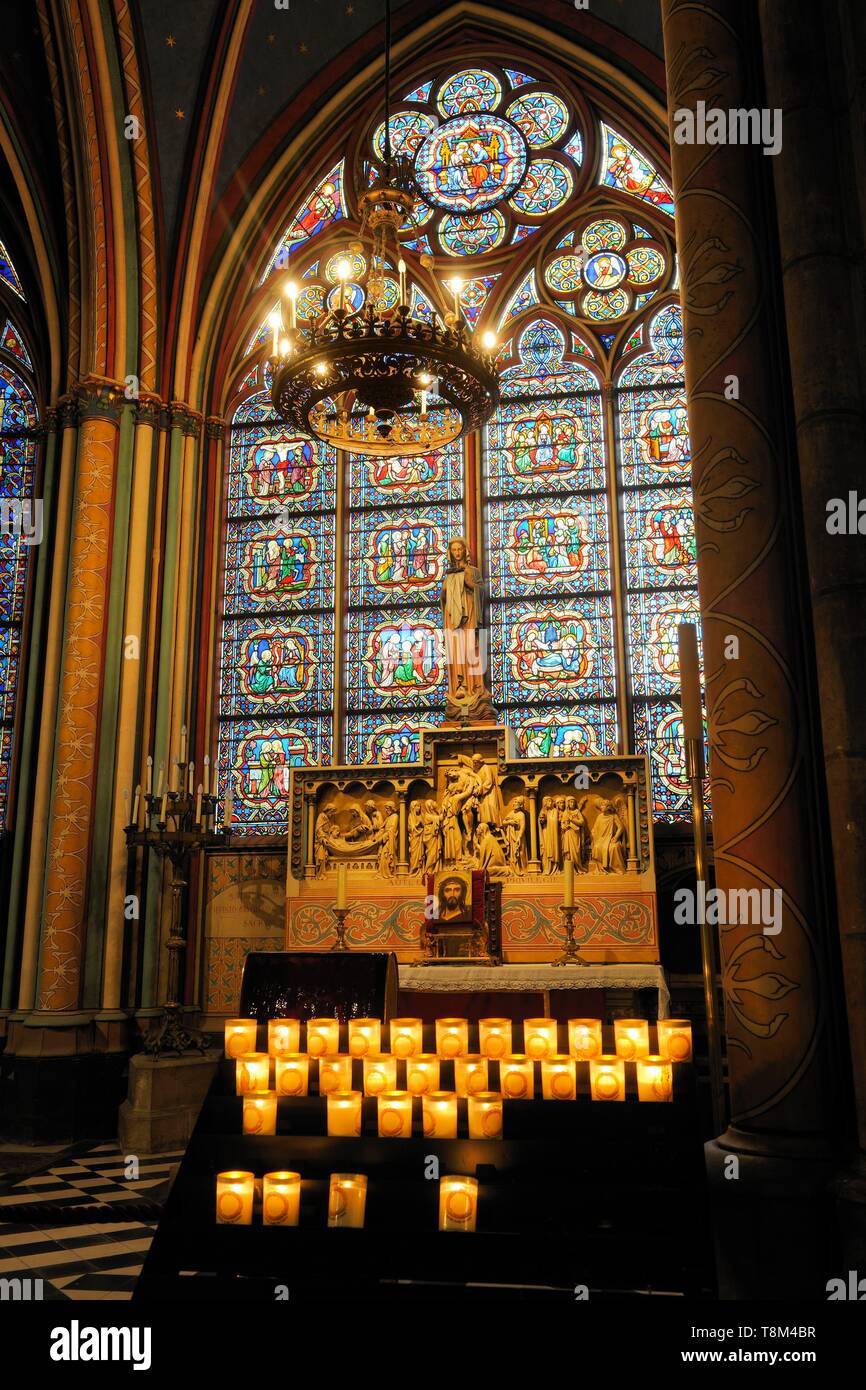 Frankreich, Paris, Bereich als Weltkulturerbe von der UNESCO, der Ile de la Cite, Kathedrale Notre-Dame de Paris, ambulante Kapelle aufgeführt Stockfoto