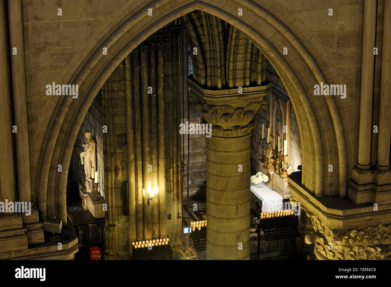 Frankreich, Paris, Bereich als Weltkulturerbe von der UNESCO, der Ile de la Cité, Kathedrale Notre-Dame, die Kapelle Notre Dame de Guadeloupe Stockfoto