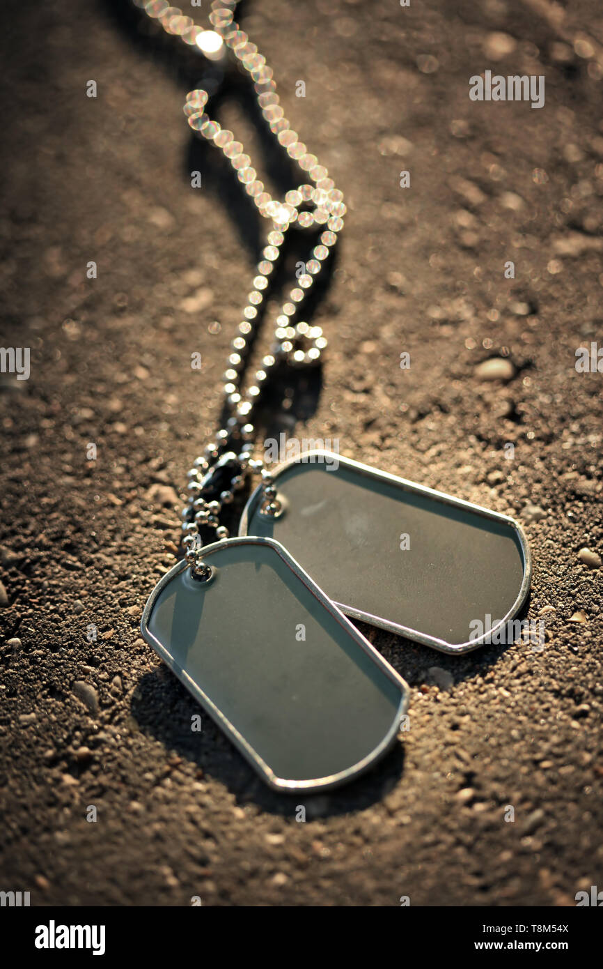 Dog Tags Hintergrund Stockfoto