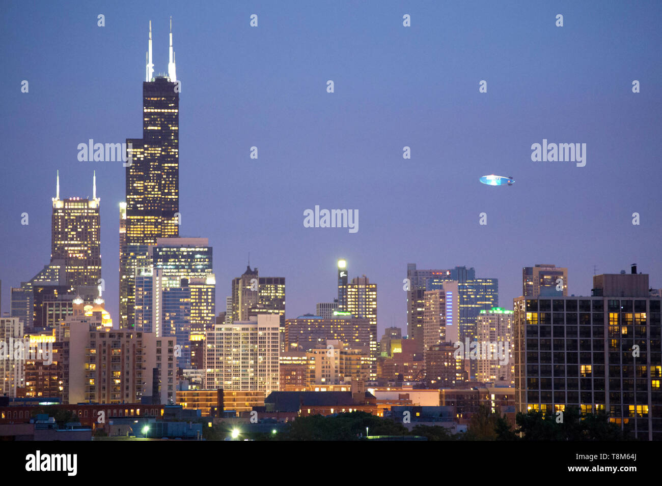 Chicago Illinois USA Skyline am Dus Stockfoto