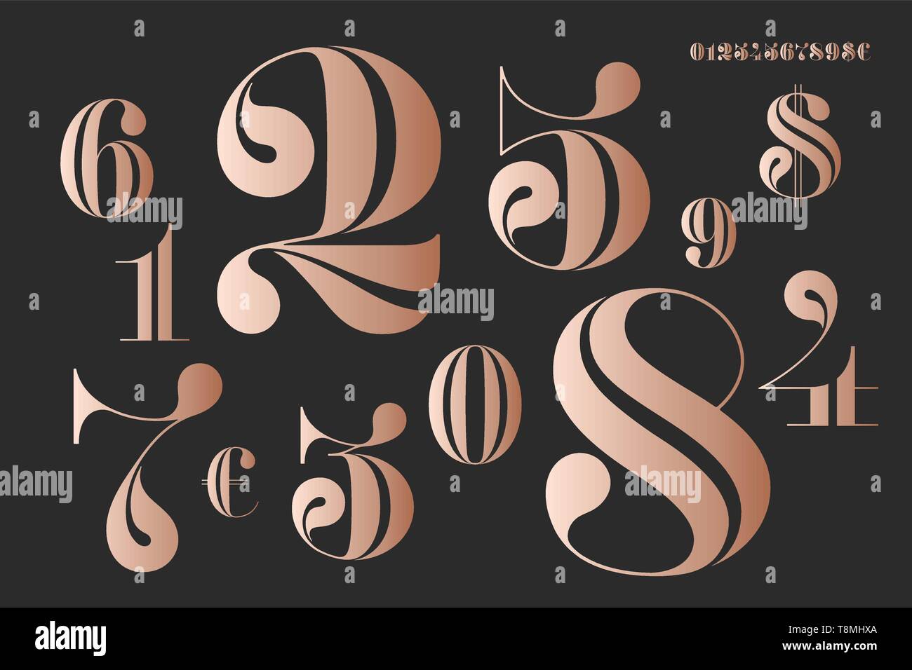 Zahlen Font Klassische Elegante Schrift Stock Vektorgrafik Alamy
