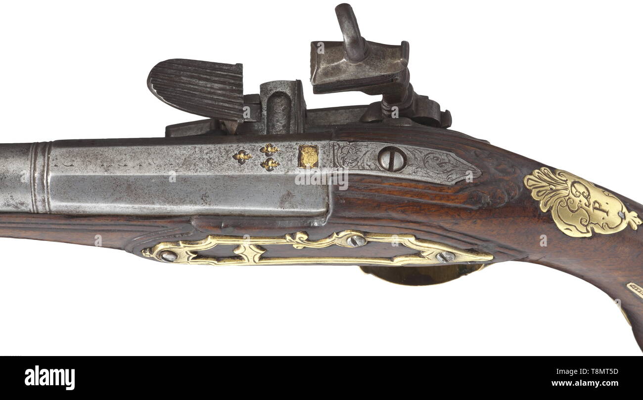 Handfeuerwaffen, Pistolen, musketen Pistole Kaliber 17 mm, Spanien, circa 1780, Additional-Rights - Clearance-Info - Not-Available Stockfoto