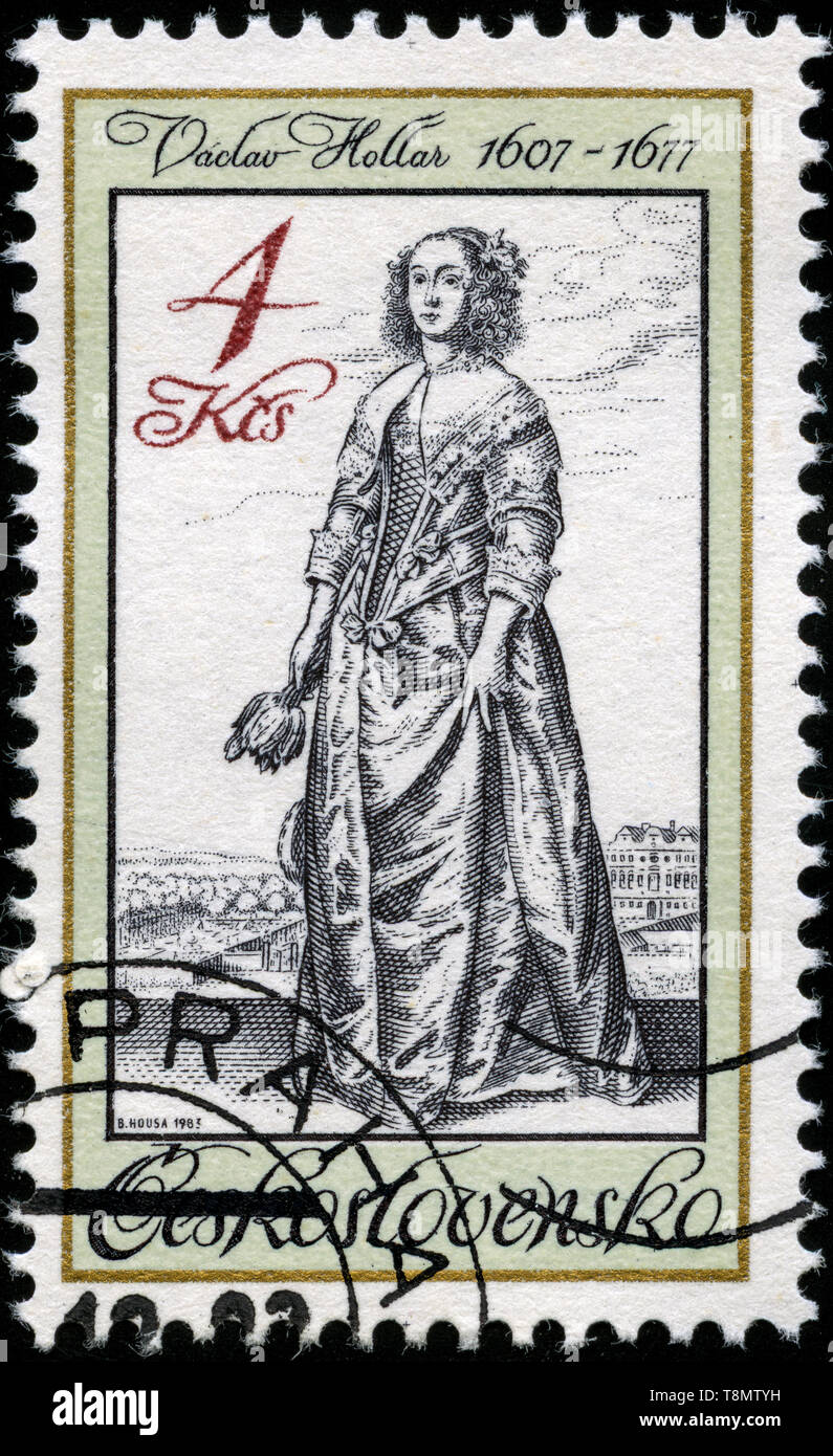 Briefmarke aus der ehemaligen Tschechoslowakei in den alten Uniformen und Kostüme Serie in 1983 Stockfoto