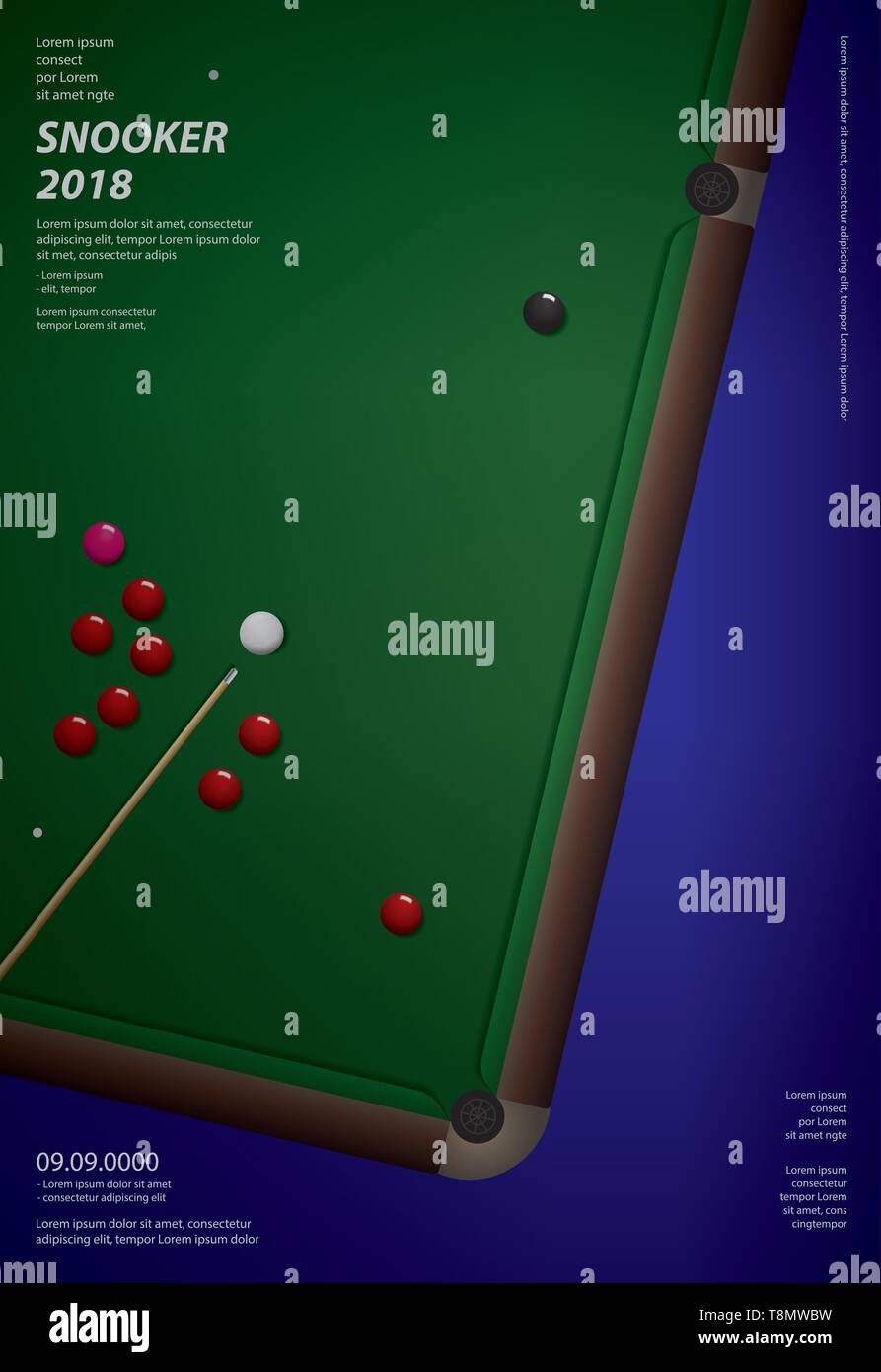 Snooker Championship Poster Design Template Vector Illustration Stock