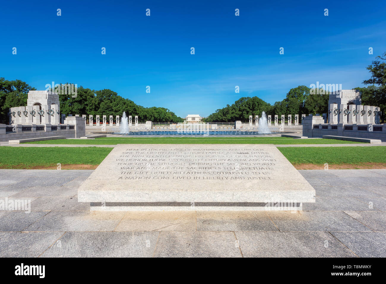 Weltkrieg-II-Denkmal in Washington DC, USA. Stockfoto