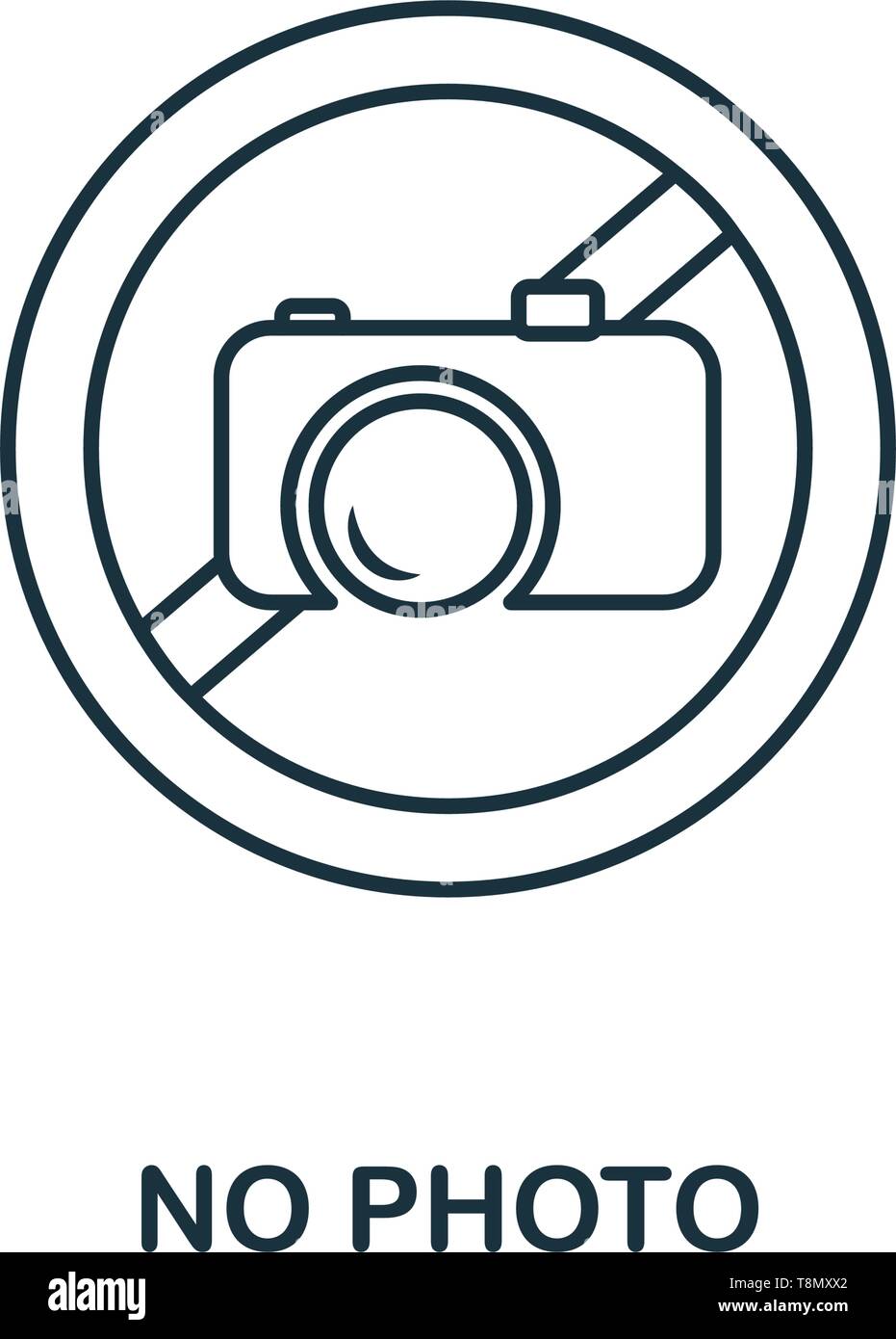 Kein Foto Symbol. Thin Line outline Style von Einkaufszentrum Zeichen icons Collection. Premium kein Foto Symbol für Design, Anwendungen, Software und mehr. Stock Vektor