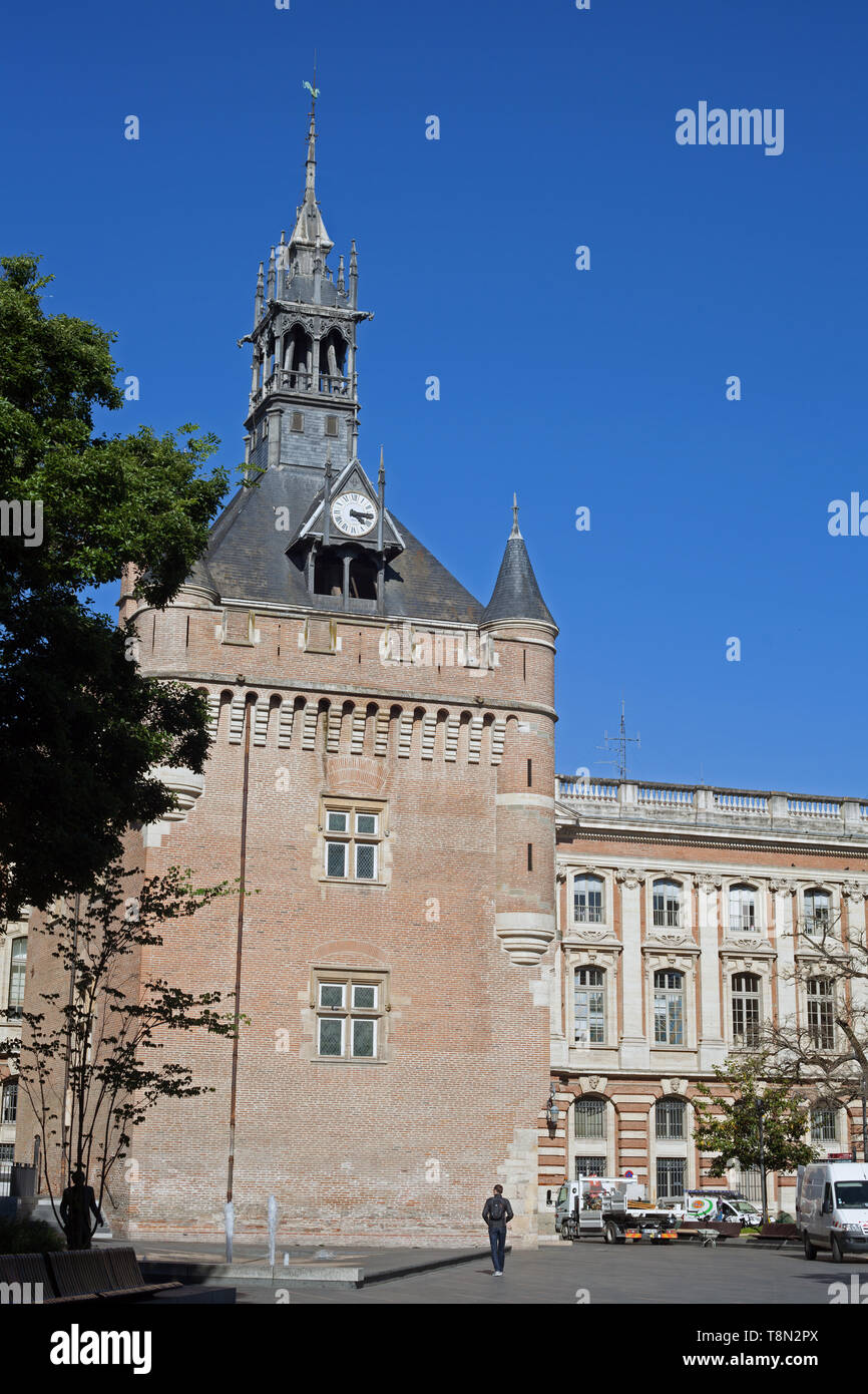 Donjon du Capitole in 1525 gebaut von Viollet Le Duc in der C 19 restauriert jetzt das Fremdenverkehrsbüro, Toulouse, Haute Garonne, Royal, Frankreich Stockfoto