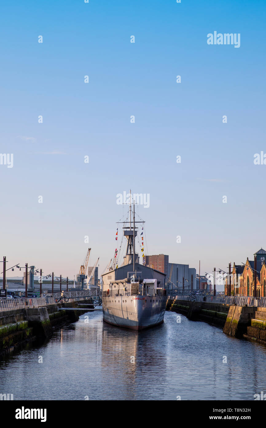 Die WW1 Schiff HMS Caroline, Alexandra Dock, Belfast, Titanic Quarter Stockfoto