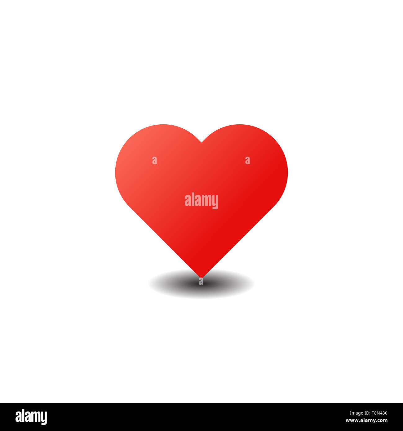 Rote Vektor Liebe Herz Abbildung. Rotes Herz Symbol Abbildung. Flache einfache rote Symbol auf weißem Hintergrund mit Schatten Stockfoto