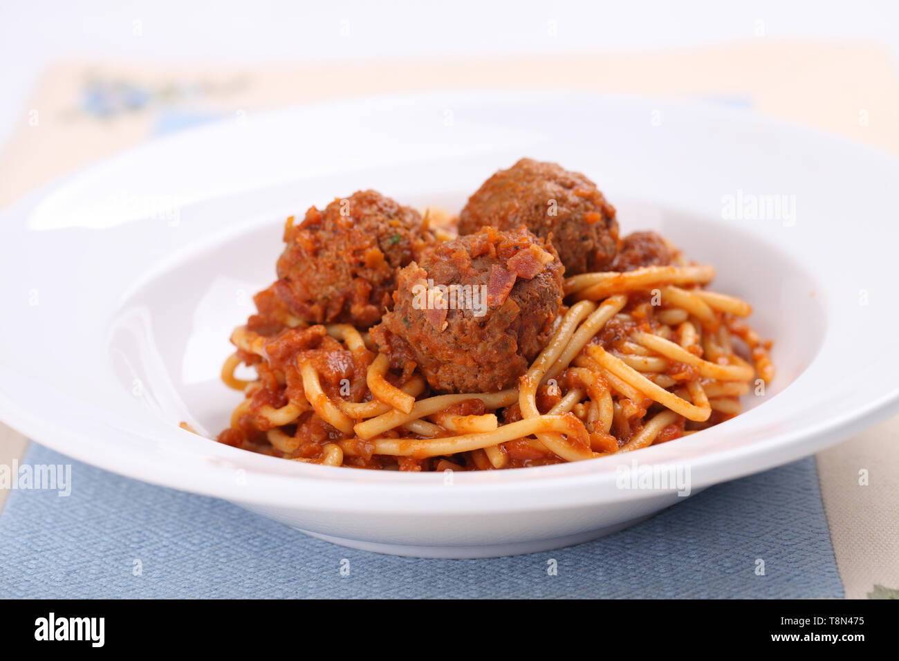 Spaghetti Hackbällchen Stockfoto