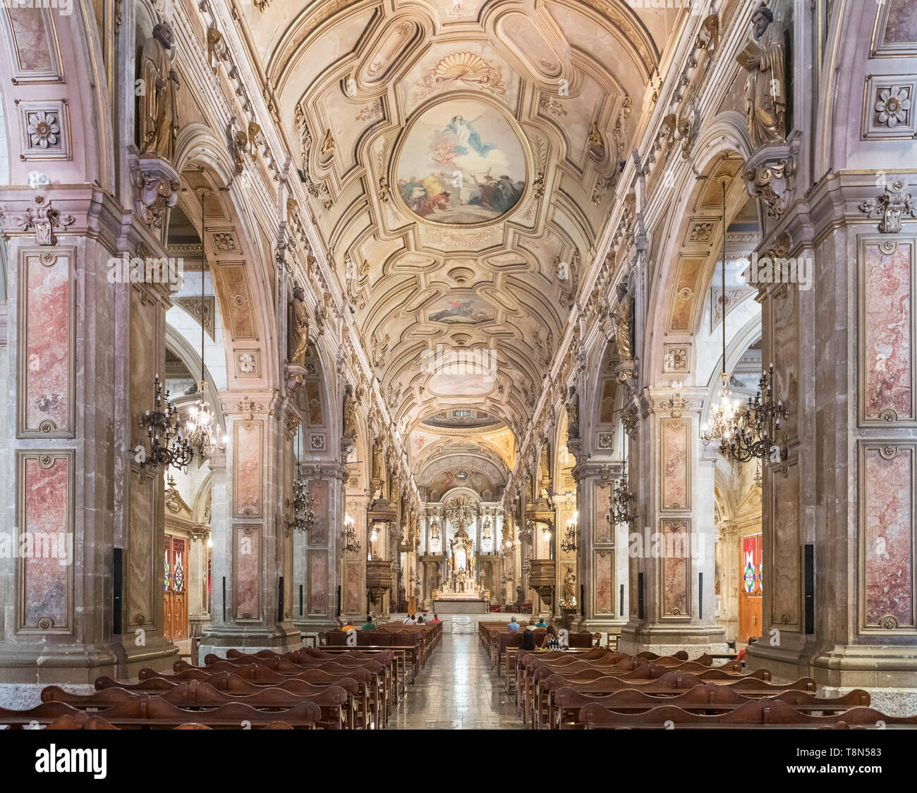 Innenraum der Kathedrale, Plaza de Armas, Santiago Centro, Santiago, Chile, Südamerika Stockfoto