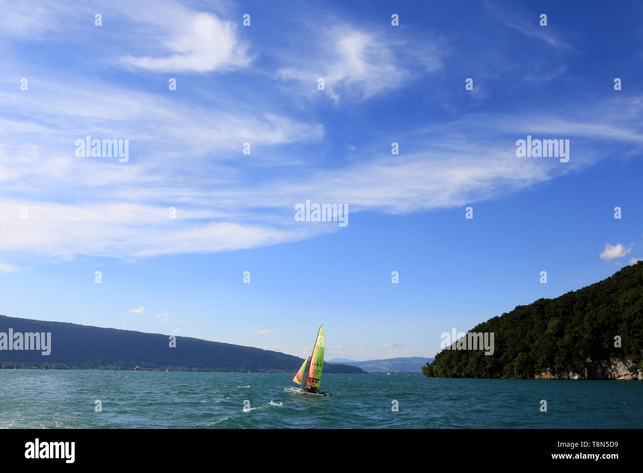Navigation sur le Lac d'Annecy. Haute-Savoie. Frankreich. Stockfoto