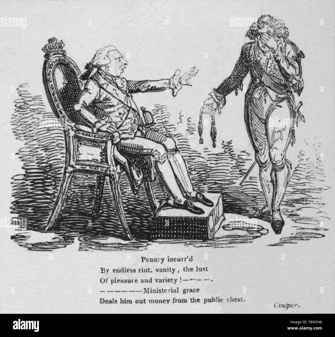 'Not incurr würde durch die endlosen Riot, Eitelkeit, die Lust an der Freude und Abwechslung!', c 1820 Creator: George Cruikshank. Stockfoto
