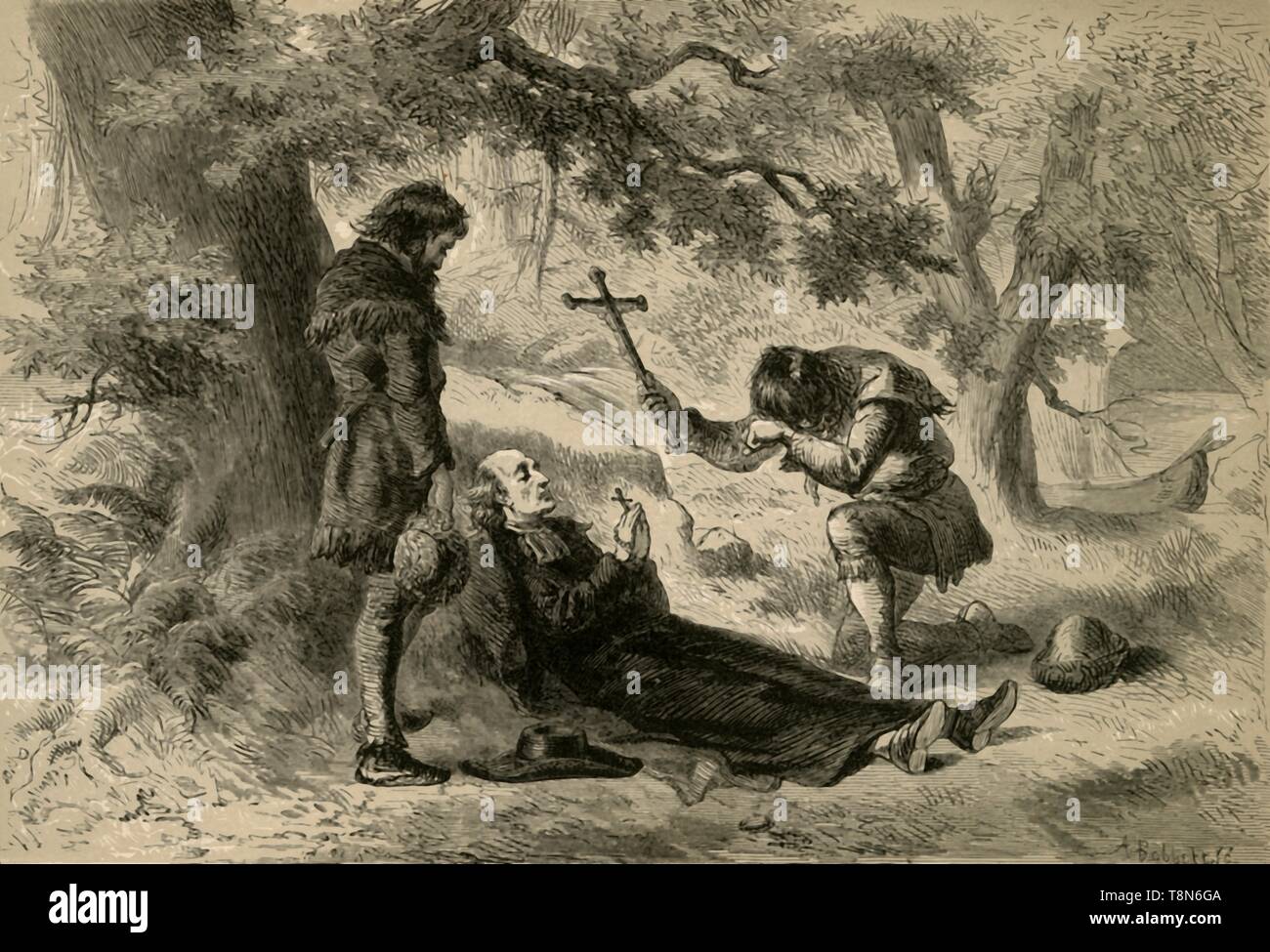 'Tod des Vaters Marquette', (1877). Schöpfer: Albert Bobbett. Stockfoto