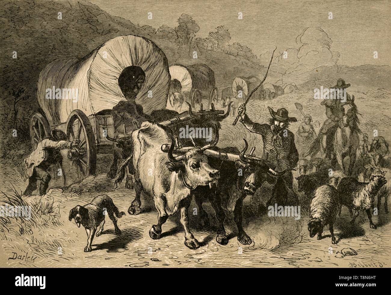 "Die Auswanderung in die westlichen Länder', (1877). Schöpfer: Albert Bobbett. Stockfoto