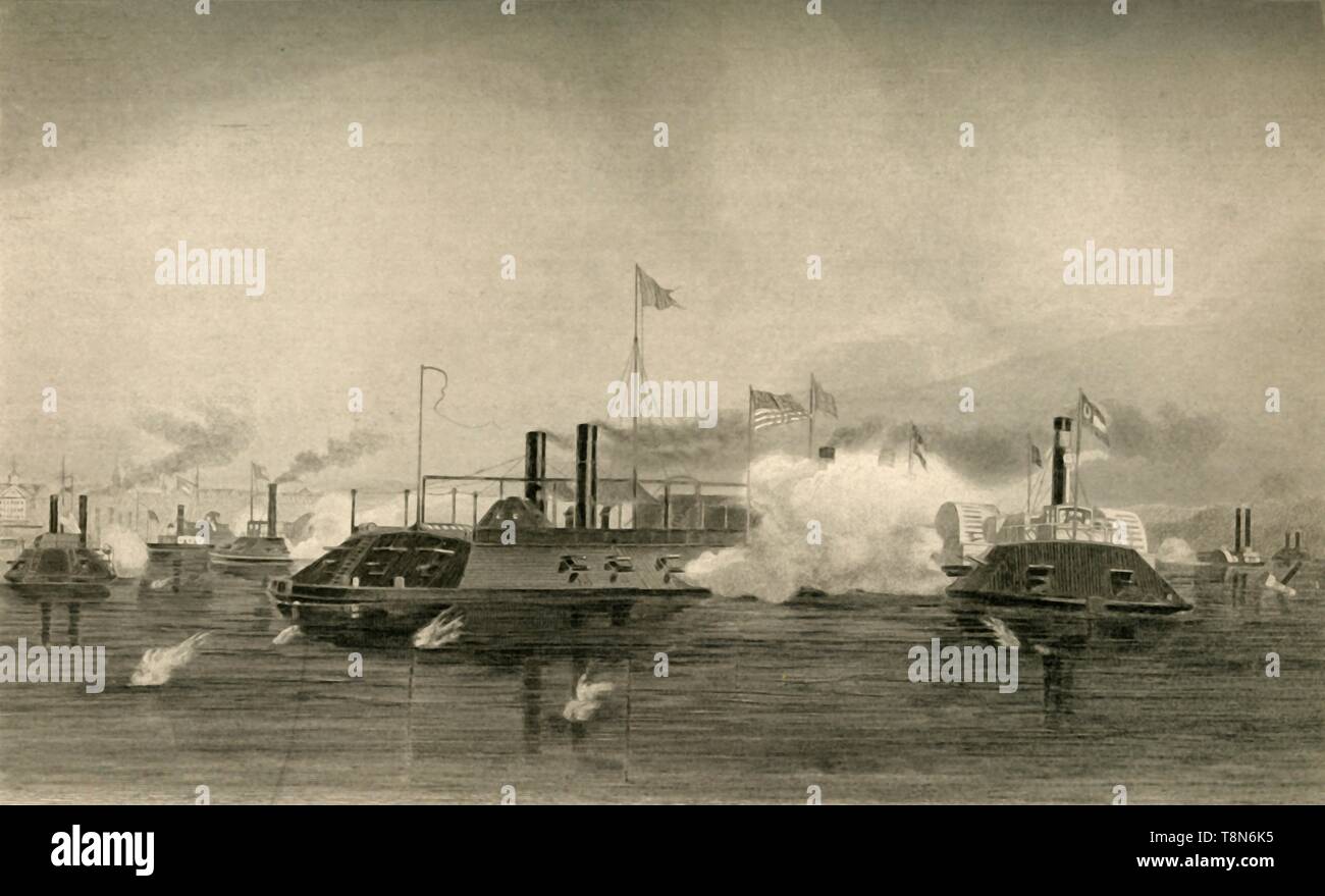 "Aktion der Kanonenboote in Memphis', (1878). Schöpfer: Unbekannt. Stockfoto