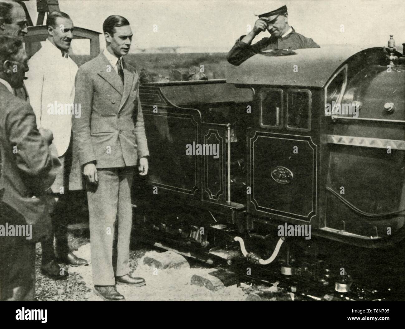 "Seine Majestät der Inspektion der Miniatur-eisenbahn in New Romney, Kent, 1926', 1937. Schöpfer: Unbekannt. Stockfoto