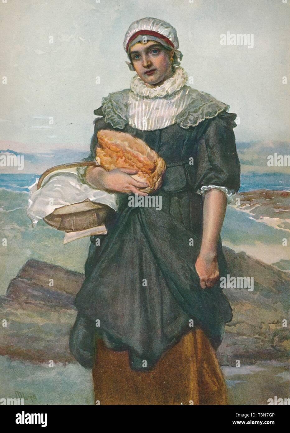 "Ein französischer Fisher Girl', c 1890, (1906). Schöpfer: James Dromgole Linton. Stockfoto