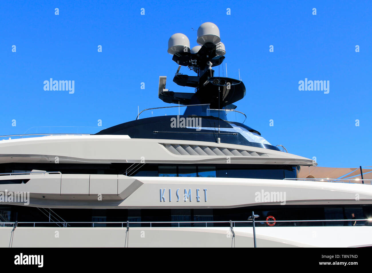 Helsinki, Finnland. 14. Mai 2019. Superyacht Kismet angedockt an South Harbor in EtelÃ¤ Ranta, Helsinki, Finnland. Die superyacht bauen durch Lurssen im Jahr 2014 wird angeblich durch Pakistani-American Milliardär Shahid Khan gehört. Khan ist der Eigentümer der National Football League (NFL) Team Jacksonville Jaguars und Fulham F.C. Credit: Taina Sohlman/agefotostock Stockfoto