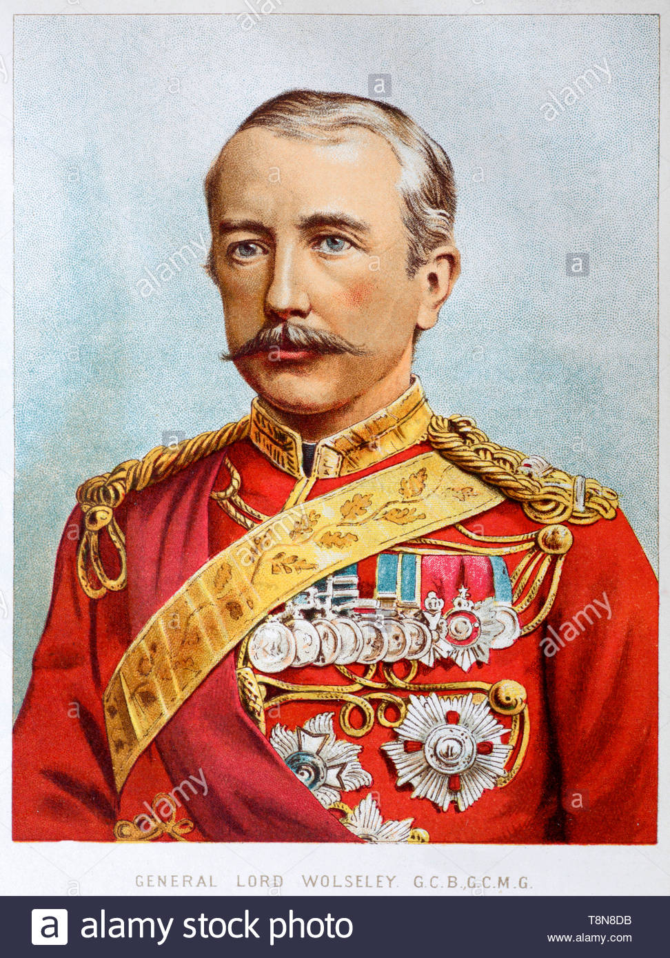 General Lord Wolseley Porträt, 1833 - 1913, war ein britischer Offizier in der Armee, Farbe Abbildung von 1884 Stockfoto