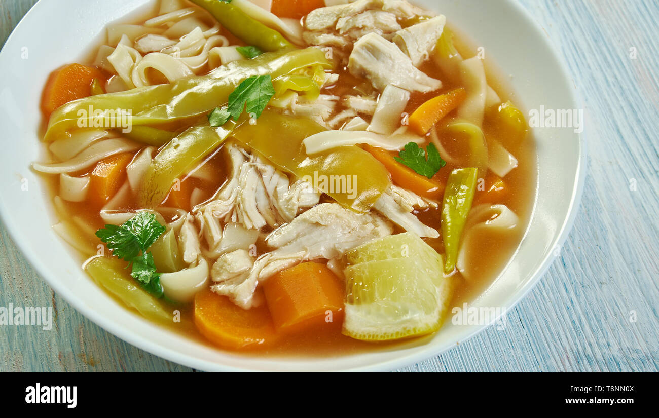Cuban Style Chicken Nudelsuppe close up Stockfoto