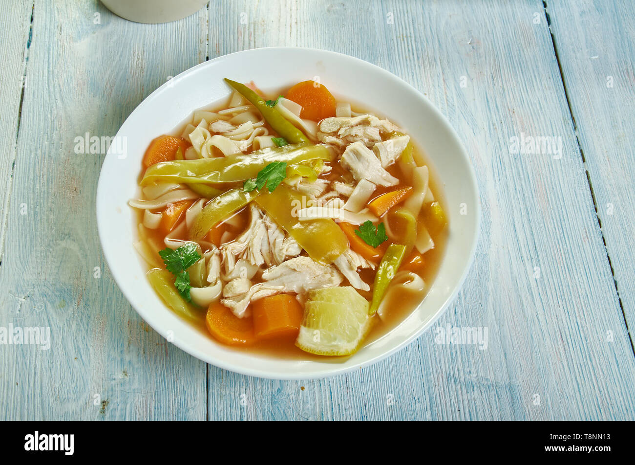 Cuban Style Chicken Nudelsuppe close up Stockfoto