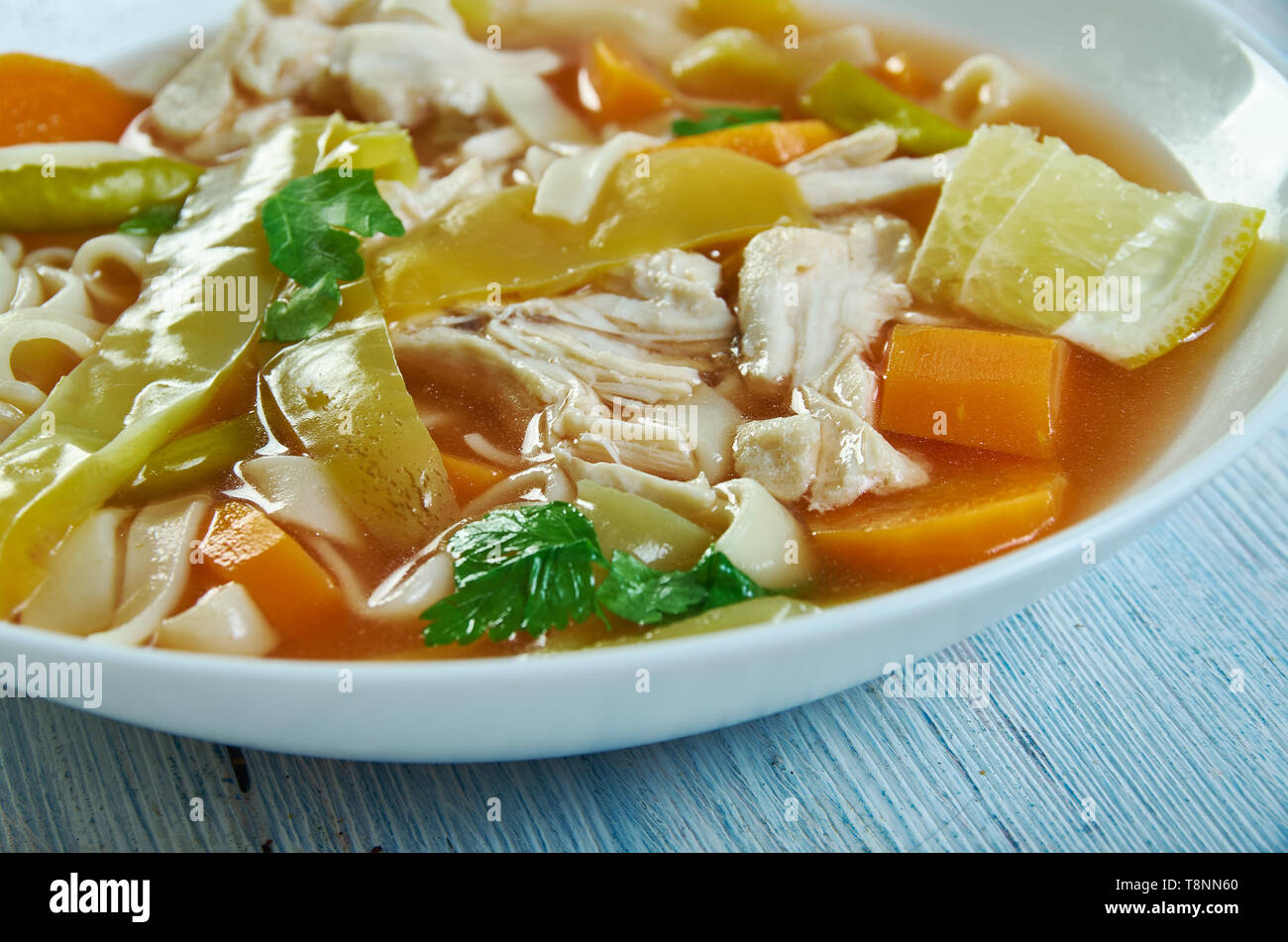 Cuban Style Chicken Nudelsuppe close up Stockfoto