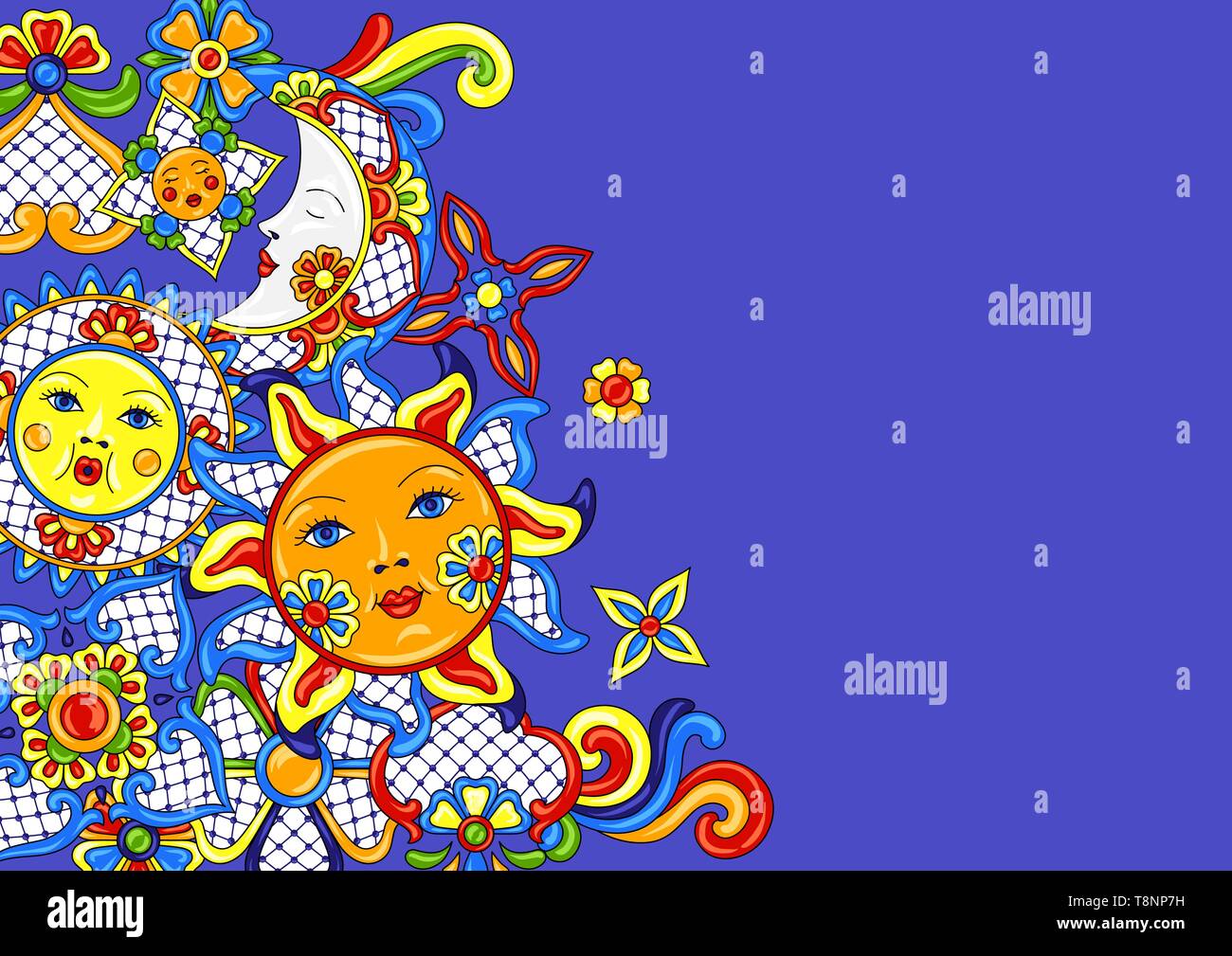 Mexikanischen Hintergrund mit niedlichen naive Kunst. Stock Vektor