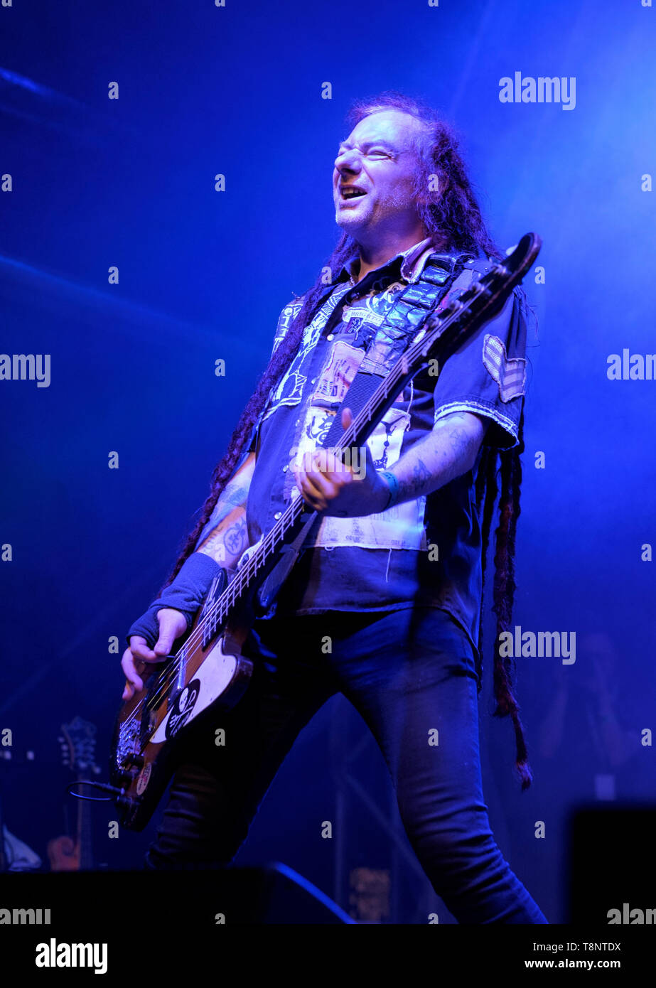 Jeremy Cunningham mit den Levellers am Larmer Tree Festival in der Nähe von Salisbury, Wiltshire, England, UK. Juli 16, 2015, Stockfoto