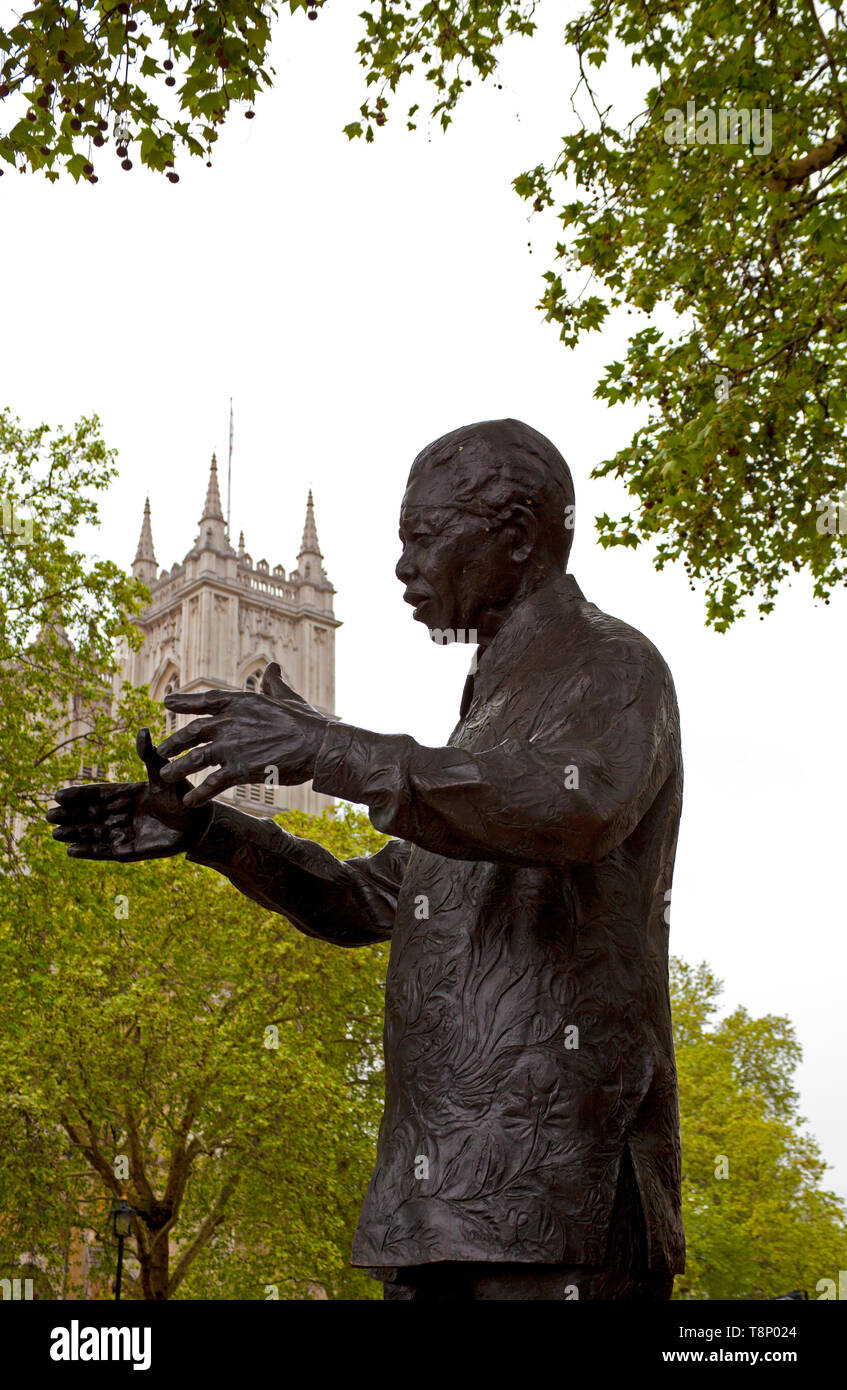 Nelson Mandela Statue, Parliament Square, London, England, UK, Europa Stockfoto