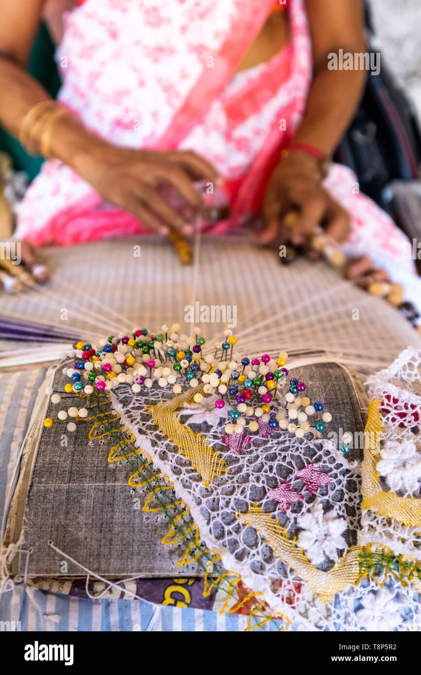 Sri Lanka, Bundesland Kärnten, Galle, Galle Fort oder holländischen Festung UNESCO Weltkulturerbe, historisches Herrenhaus, Museum, Kunstgalerie und Museum in Dutch House aus dem 18. Jahrhundert untergebracht, spitze Demonstration machen Stockfoto