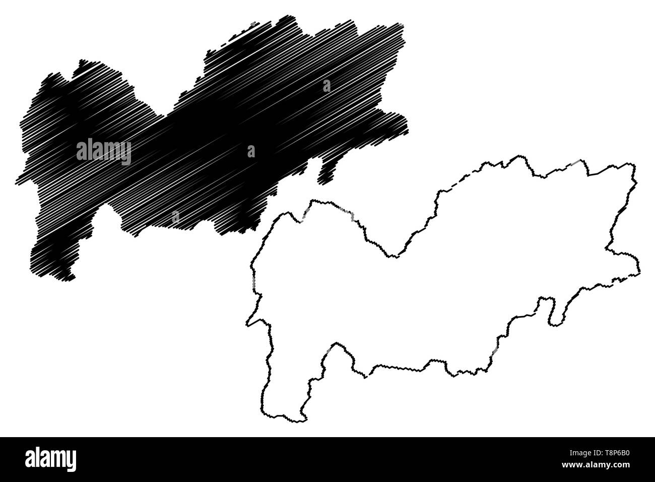 Urozgan Provinz (Islamische Republik Afghanistan, Provinzen Afghanistans) Karte Vektor-illustration, kritzeln Skizze Uruzgan oder Oruzgan Karte Stock Vektor