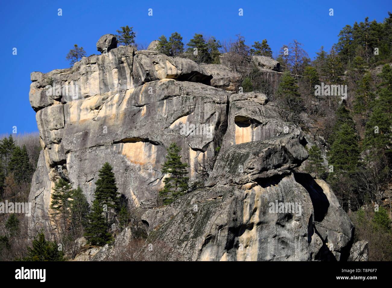 Frankreich, Alpes de Haute Provence, Manosque, Discovery Tour der Gres d Annot, rock Stockfoto