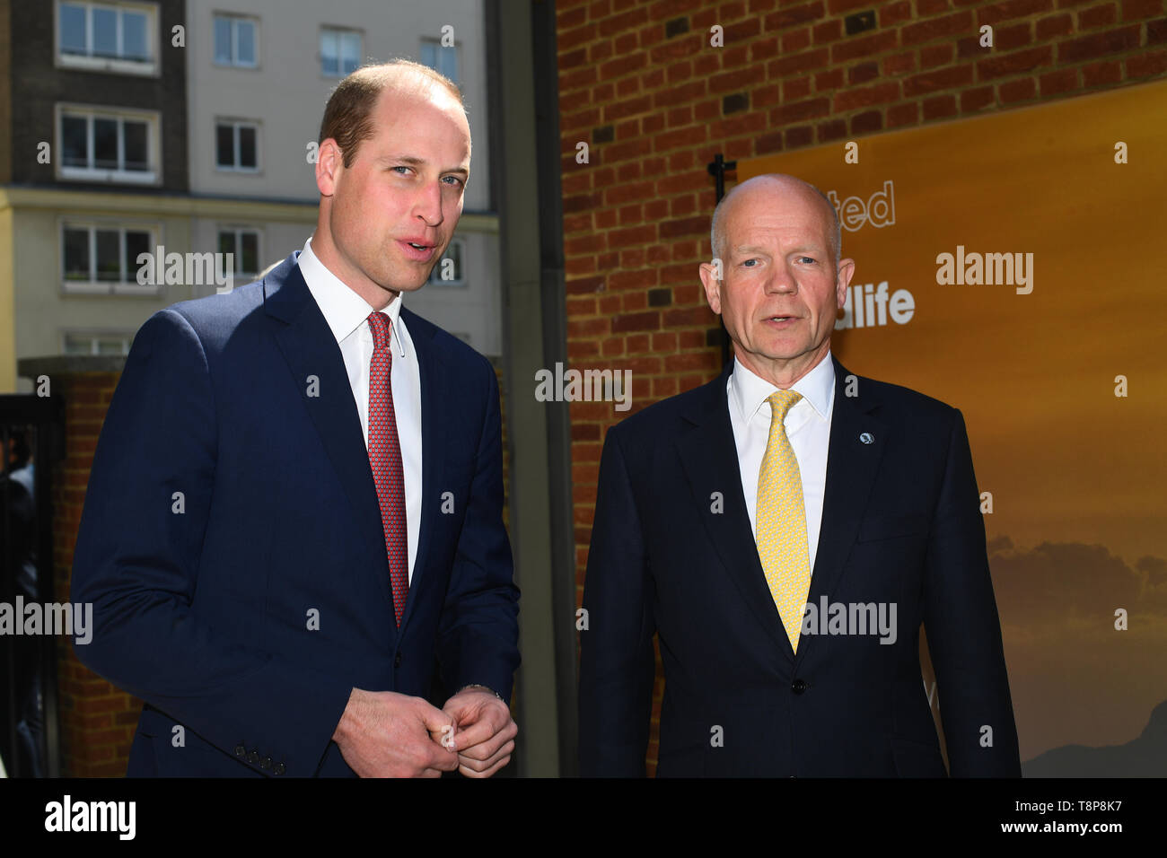 Der Herzog von Cambridge und Iain Duncan Smith zu einem Vereinigten für Wildnis Joint Task Force Sitzung an der Royal Geographical Society in London. Stockfoto
