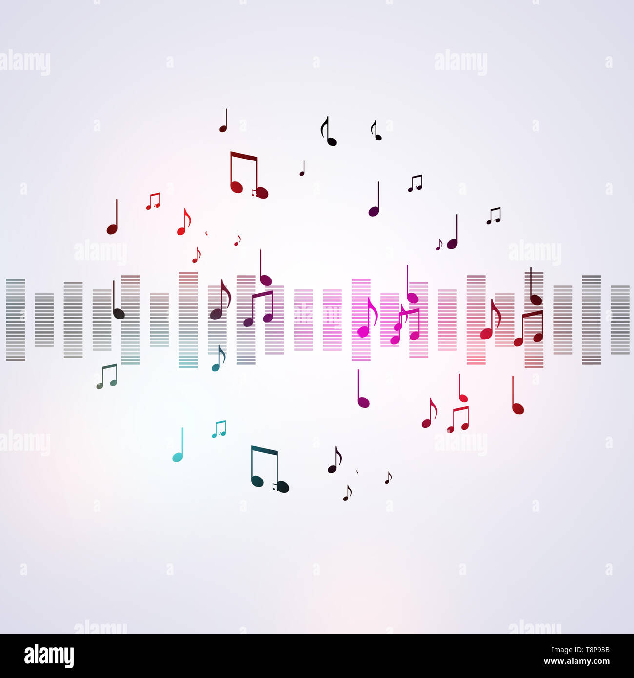 Noten und equalizer Plakat für aktive Partei zeigt Stockfoto