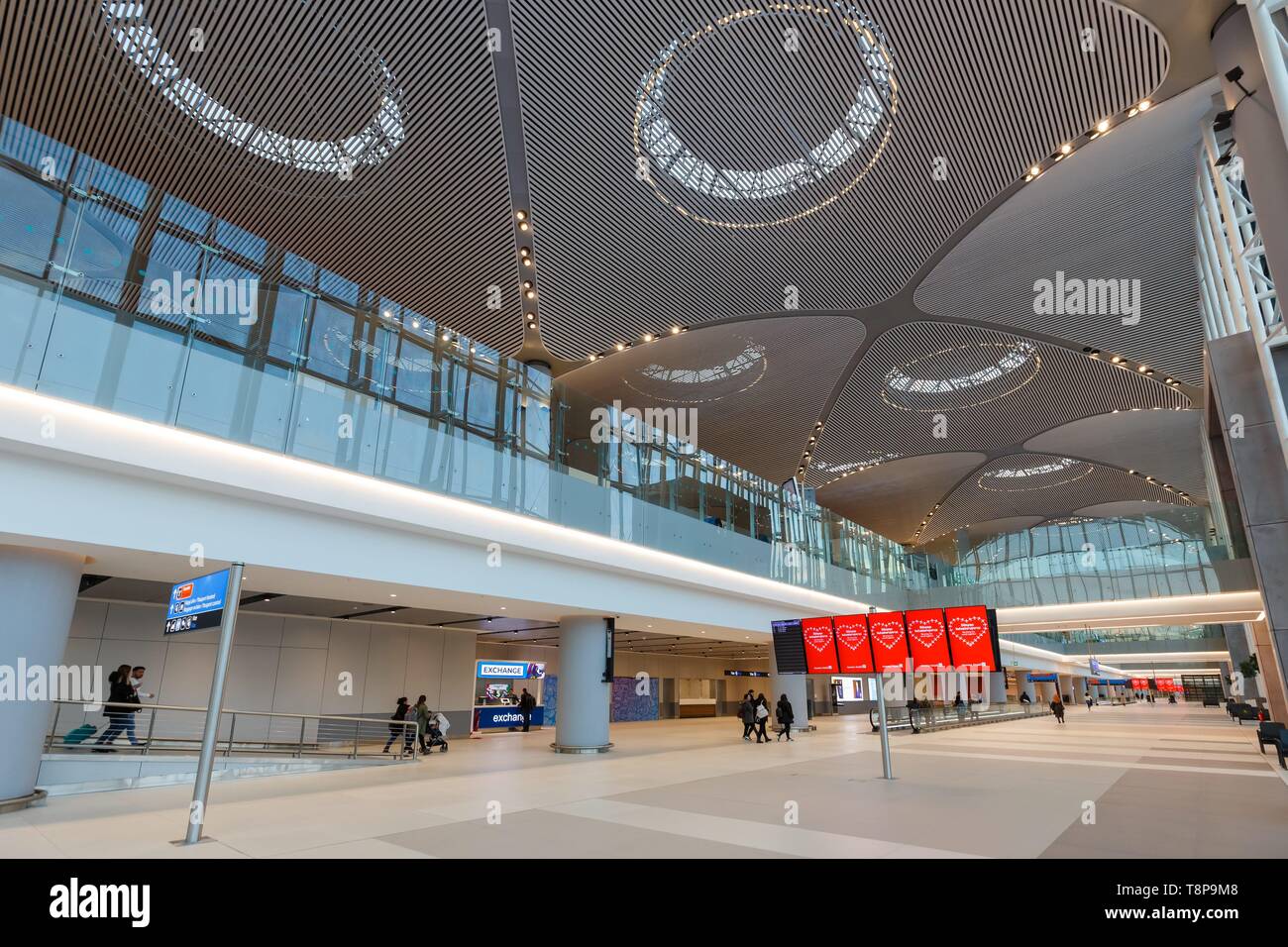 Istanbul, Türkei - 14. Februar 2019: Terminal von Istanbul neue Flughafen (ISL/IST) in der Türkei. | Verwendung weltweit Stockfoto