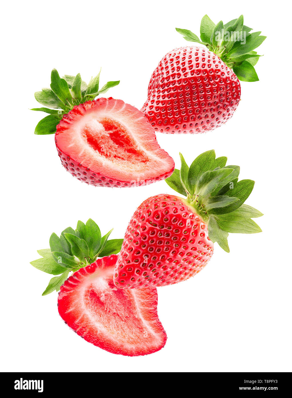 Erdbeeren auf weißem Hintergrund isoliert. Stockfoto
