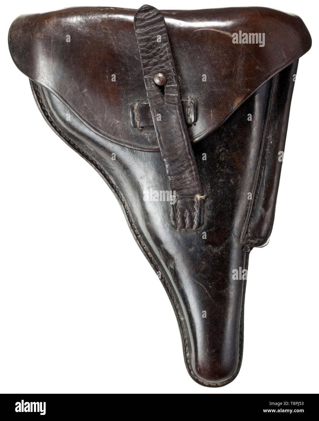 Ein Holster für die S. 08 Manufaktur "Otto Sindel/Berlin/1941', Polizei Akzeptanz eagle/HK/B Schwarz, robustes Rindleder, Stahl Taste Brutto. Seitliche Magazin Tasche. Schlüsseltasche. Nähen und Lasche, um ziehen. In sehr gutem Zustand, selten. historischen, historische, 20. Jahrhundert, Additional-Rights - Clearance-Info - Not-Available Stockfoto