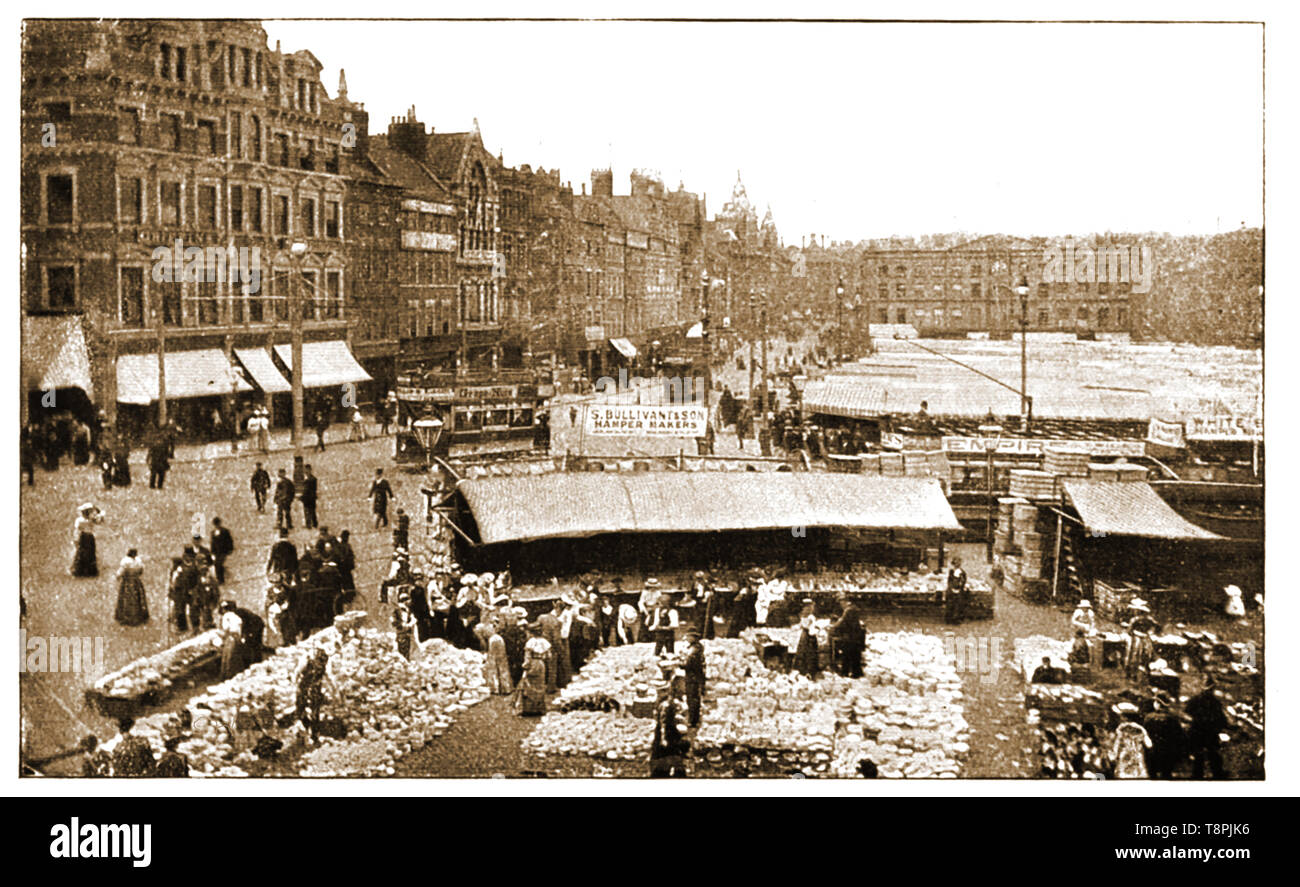 Ein altes Foto Nottingham Markt, Market Square in den 1920er Jahren Stockfoto