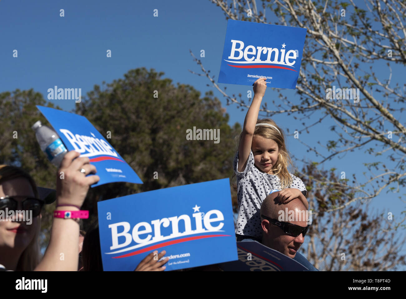 Henderson, Nevada, USA. 16 Mär, 2019. Ein Kind gesehen, die eine Plakette, die besagt, dass Bernie während der Kundgebung in Henderson. Credit: Ronen Tivony/SOPA Images/ZUMA Draht/Alamy leben Nachrichten Stockfoto