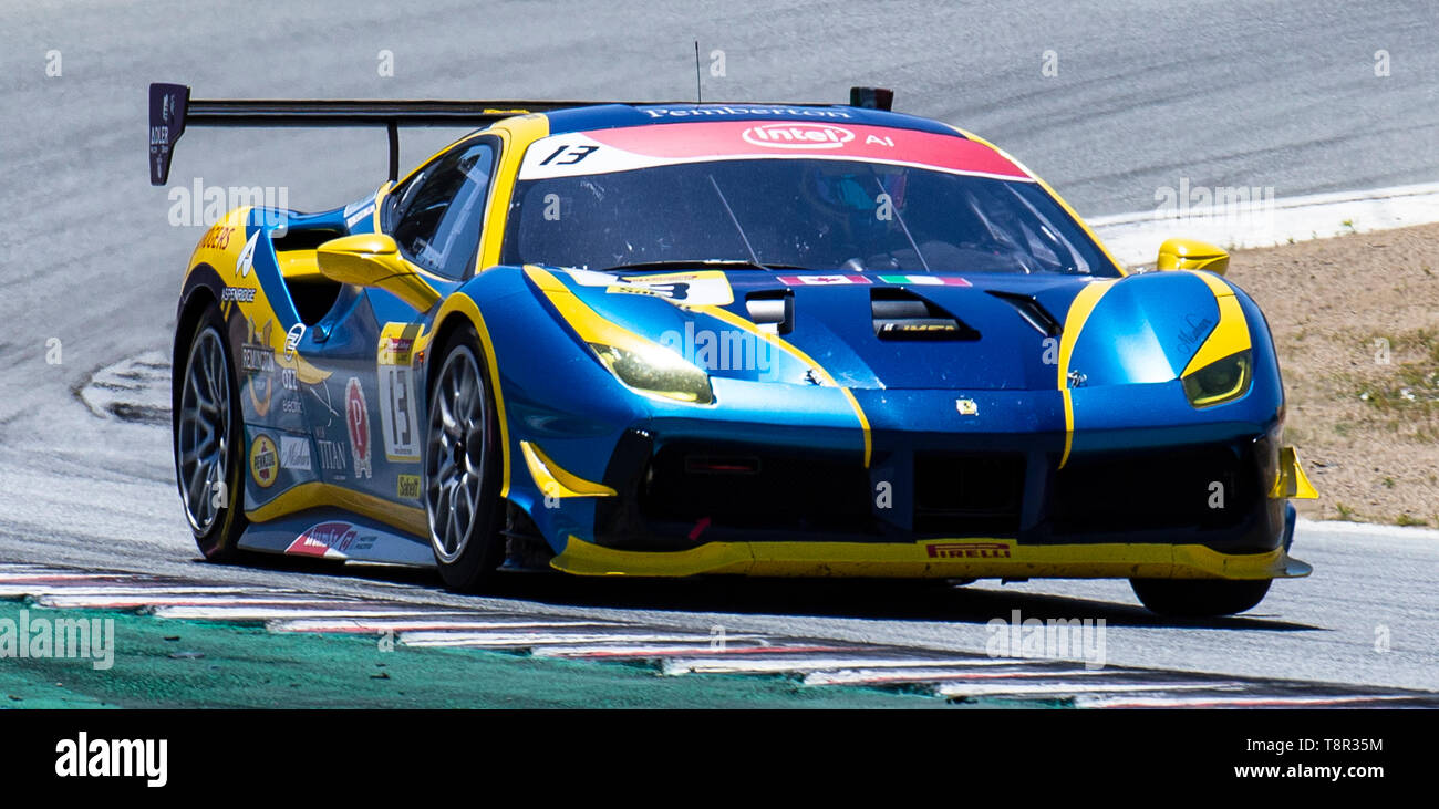 12. Mai 2019 Monterey CA, USA #13 Marc Muzzo von Ferrari von Ontario Aus schalten 6 Während der Ferrari Challenge Rennen 2 P/P - morgens bei Weathertech Raceway Laguna Seca in Monterey CA Thurman James/CSM Stockfoto