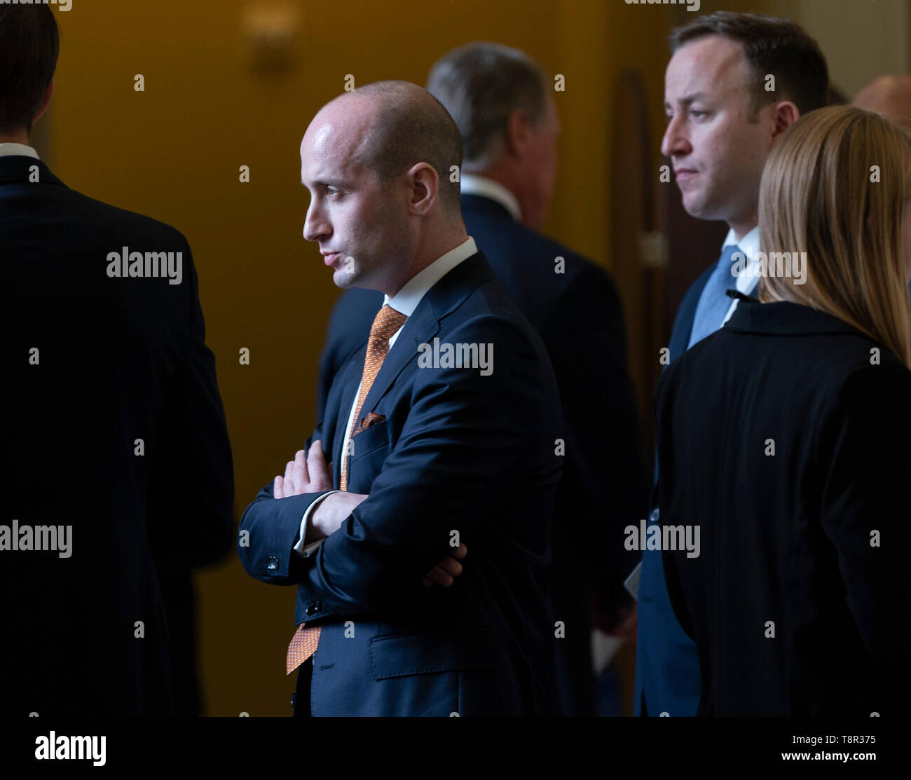 Senior Advisor für Politik Stephen Miller nimmt an einer Sitzung auf dem Capitol Hill in Washington, DC, 14. Mai 2019. Quelle: Chris Kleponis/CNP/MediaPunch Stockfoto