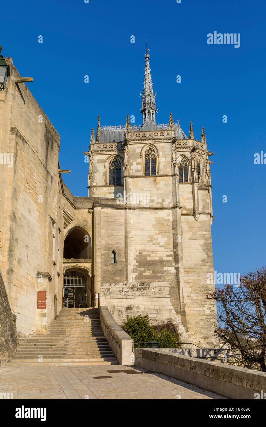 Frankreich, Indre et Loire, Loire Tal als Weltkulturerbe der UNESCO, Amboise, Amboise, Schloss, Kapelle St. Hubert Stockfoto