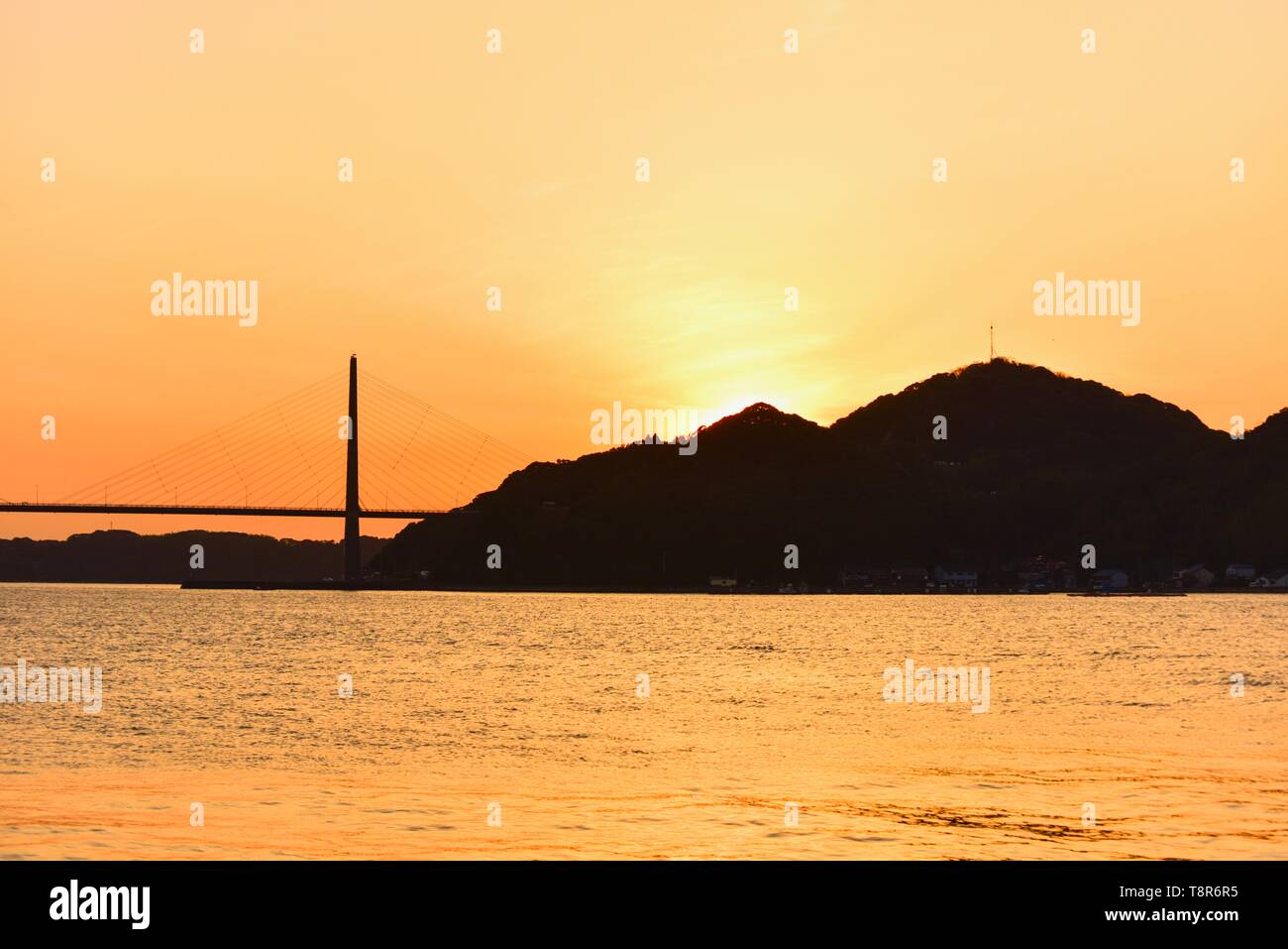 Yobuko Bridge bei Sonnenuntergang in der Saga Präfektur Stockfoto