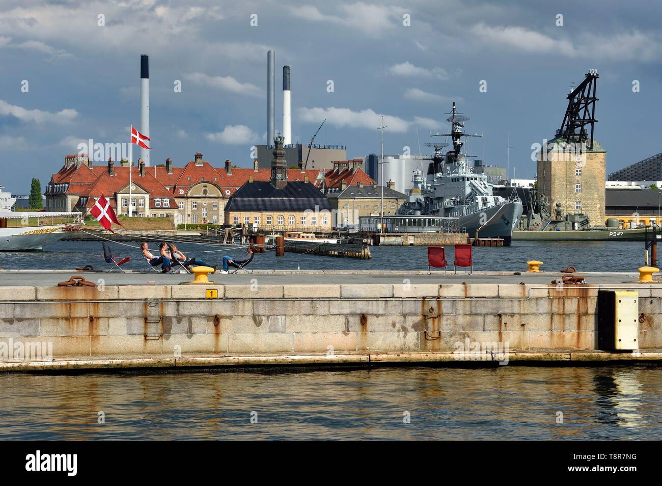 Dänemark, Seeland, Kopenhagen, Hafen von Kopenhagen, die Holmen Flottenstützpunkt und Nyholm zentrale pförtnerloge Stockfoto