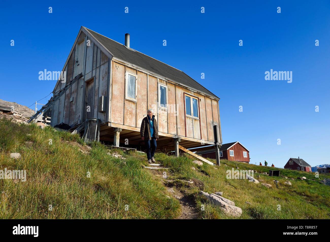 Grönland, Nordwestküste, Murchison Sound im Norden von Baffin Bay, Siorapaluk, die nothern Dorf aus Grönland, die französische Frau Jocelyne Ollivier-Henry Leben in diesem Dorf Stockfoto
