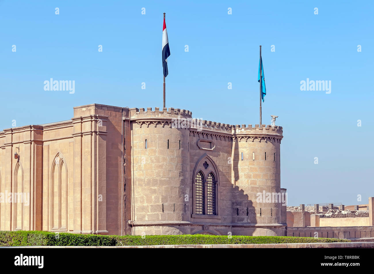 Mauern und Türme der Zitadelle von Salah El Din oder Saladin Zitadelle in Kairo Ägypten Stockfoto