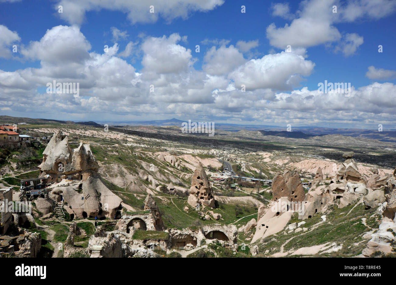 Blick vom Schloss in Uchisar von Kappadokien, Türkei Stockfoto