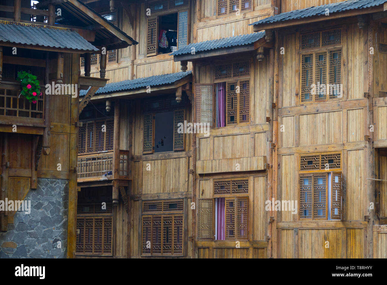 Tradition Haus der Chinesen in Moxi Stadt in China, antiken Haus aus Holz Stockfoto